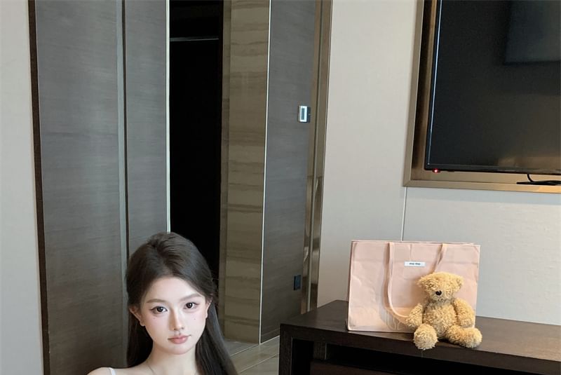 Ruffle Plain Asymmetrical Cami Top