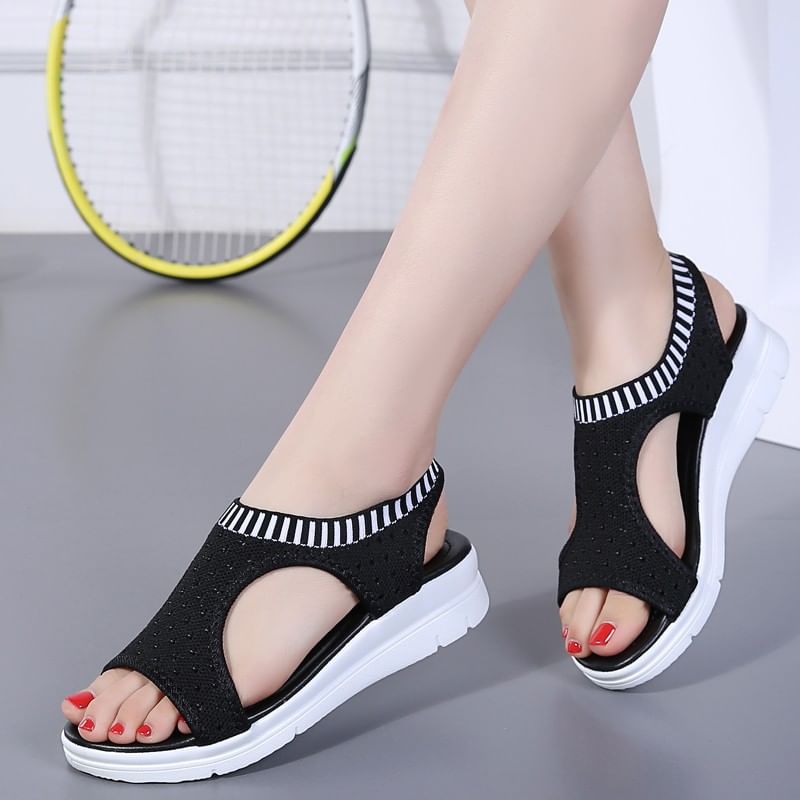 Contrast Trim Sandals Cutout
