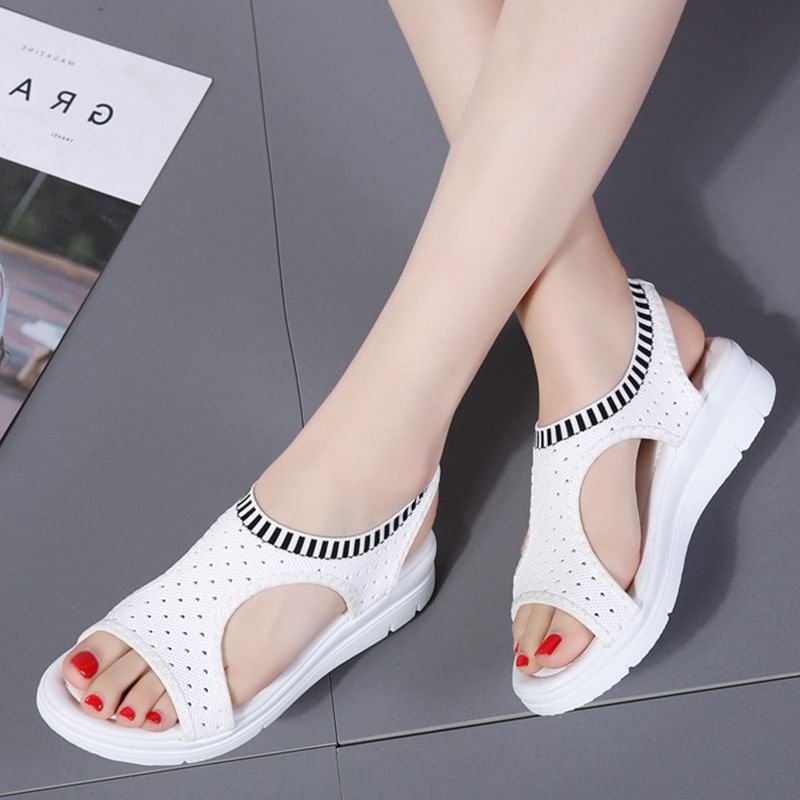 Contrast Trim Sandals Cutout