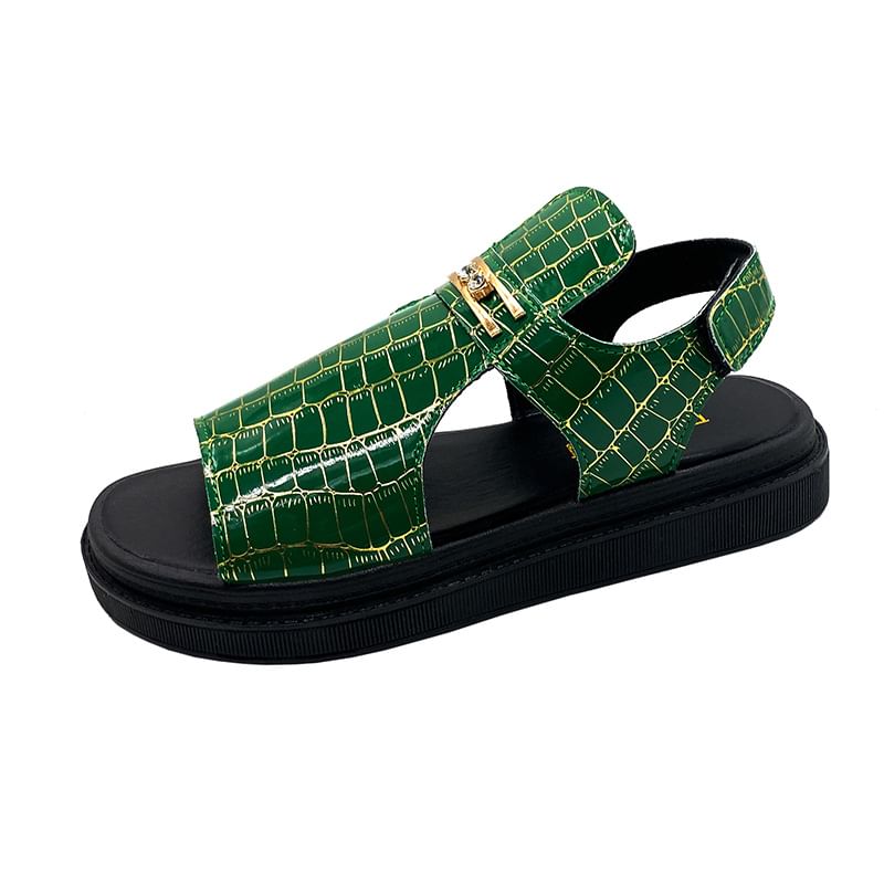 Sandals Croc Grain Buckled