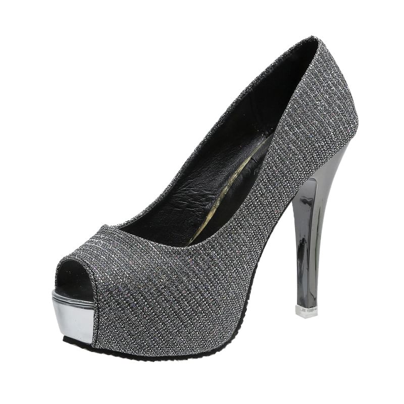 Platform Glitter Pump Heel Peep-Toe Stiletto