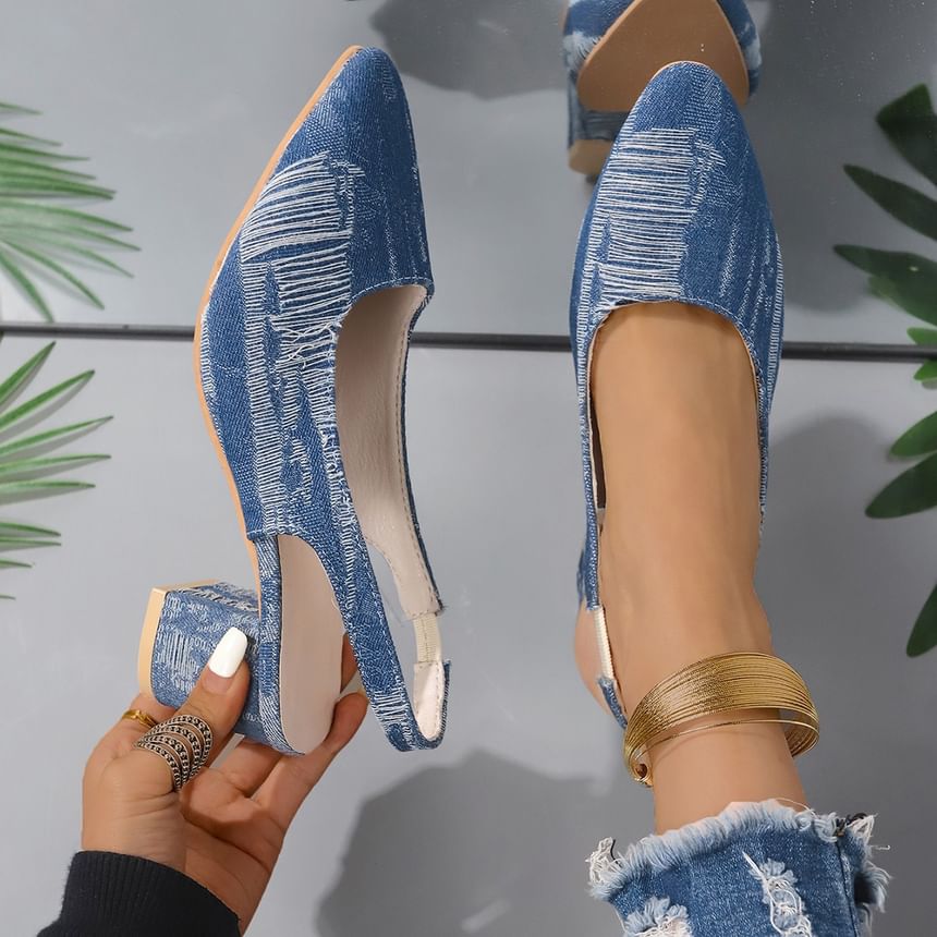 Sandals Chunky Slingback Heel Printed