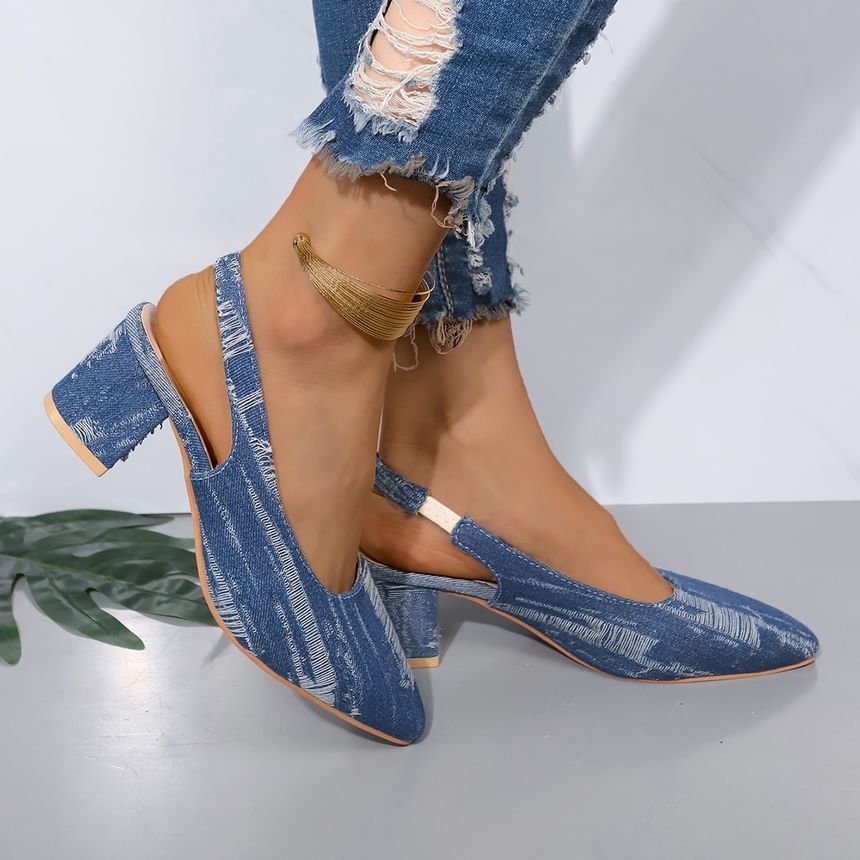 Sandals Chunky Slingback Heel Printed