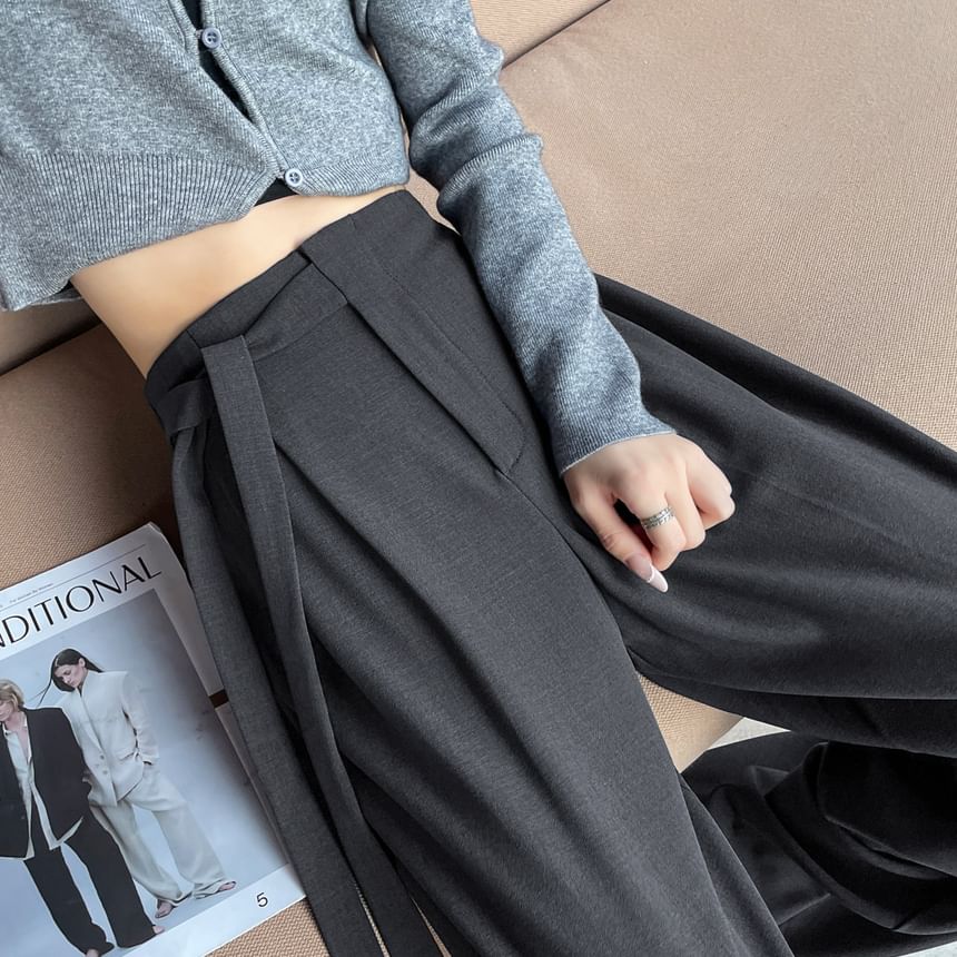 Designs) Leg Rise High Asymmetrical Wide Pants Plain (Various