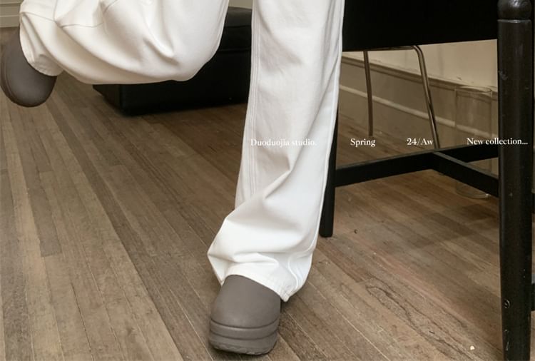 High Bow Loose Jeans Embroidered Waist Fit