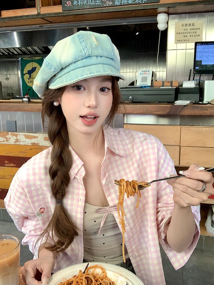 Newsboy Distressed Cap Denim Washed