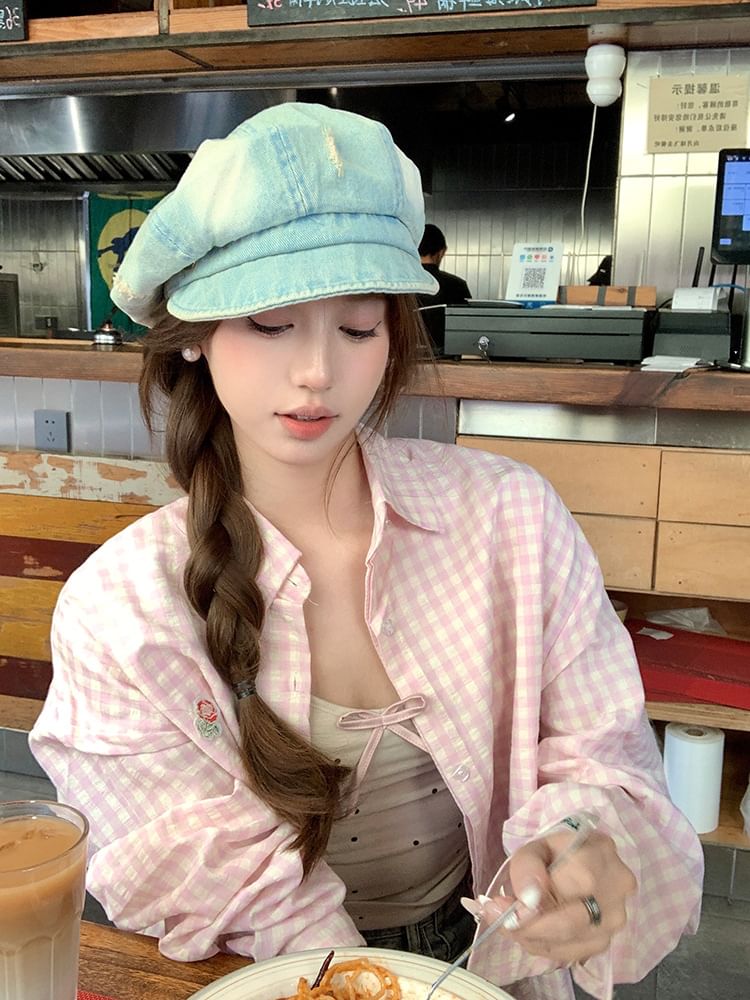 Newsboy Distressed Cap Denim Washed