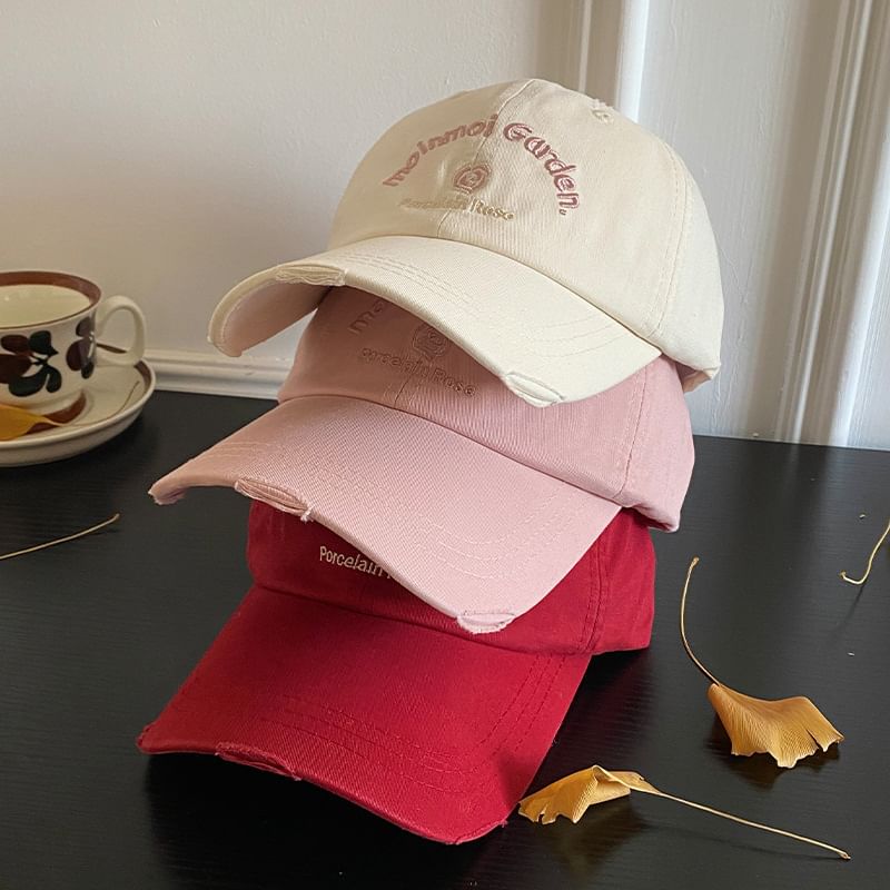 Baseball Distressed Cap Embroidered Lettering