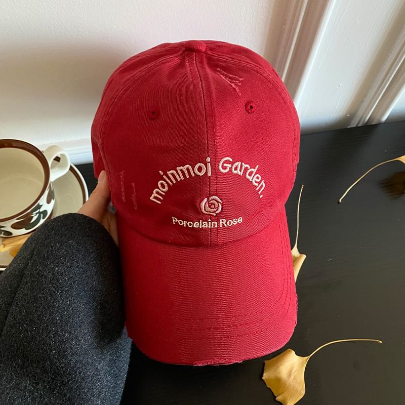 Baseball Distressed Cap Embroidered Lettering