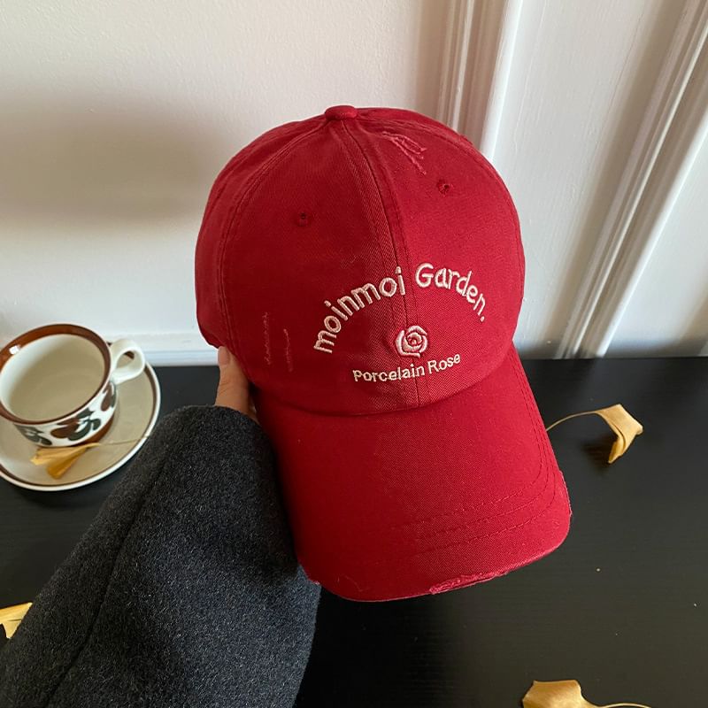 Baseball Distressed Cap Embroidered Lettering