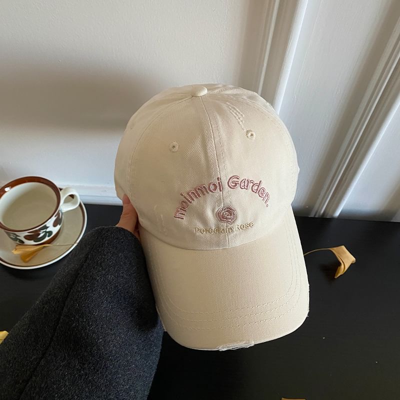 Baseball Distressed Cap Embroidered Lettering