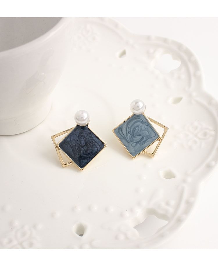 Earring Geometric Pearl / Stud On Clip Faux