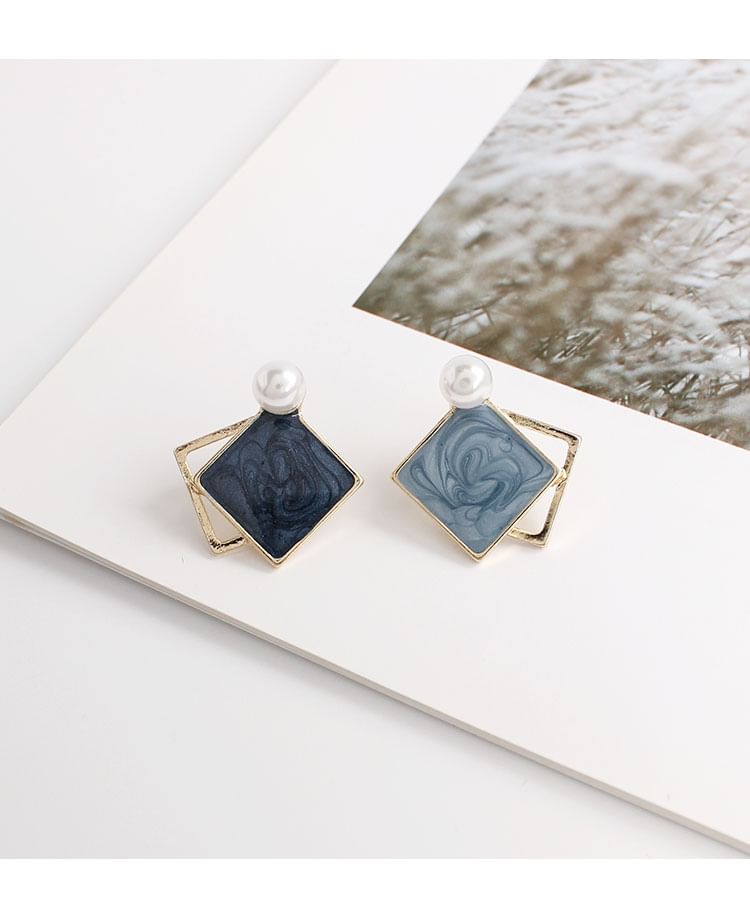 Earring Geometric Pearl / Stud On Clip Faux