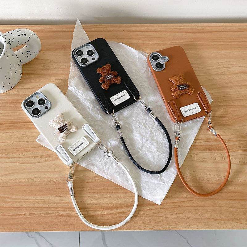 Case with Strap Phone Applique Bear
