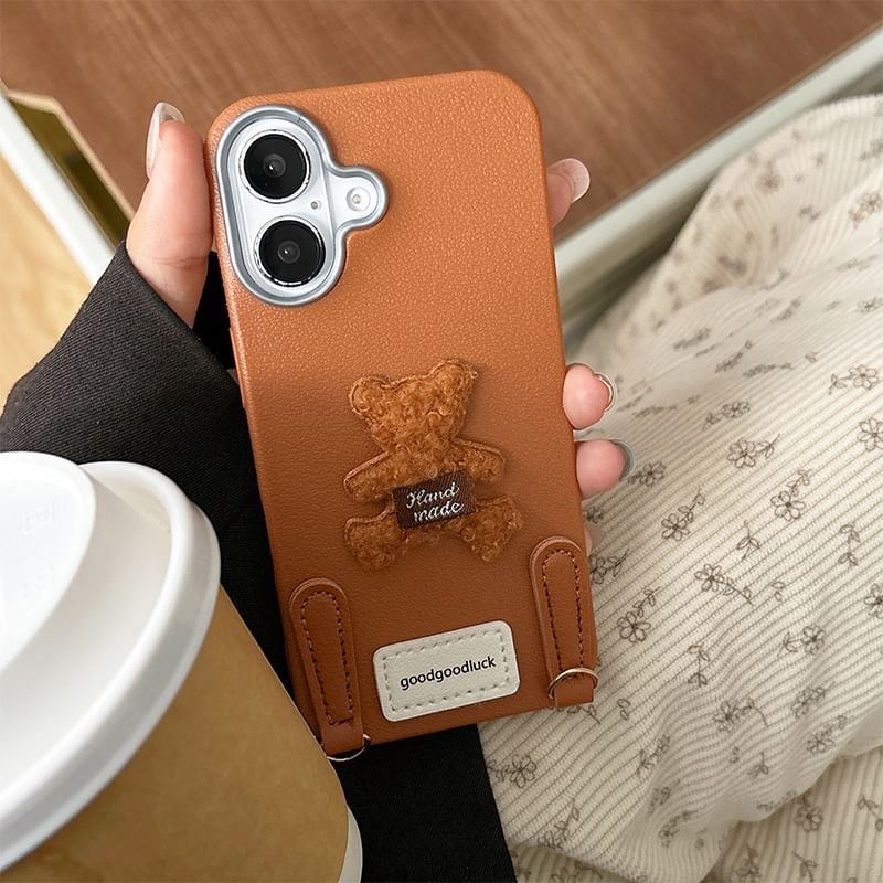 Case with Strap Phone Applique Bear