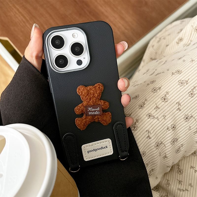 Case with Strap Phone Applique Bear