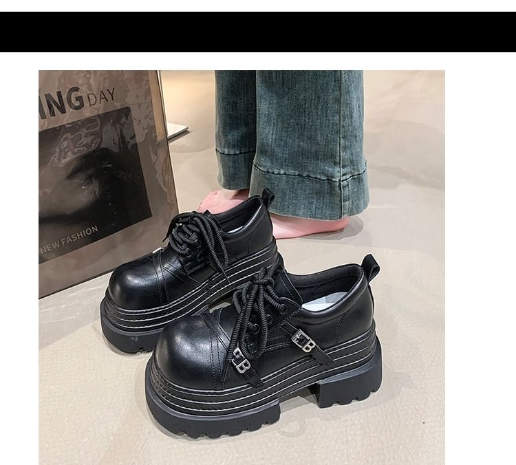 Oxfords Platform Lace Buckled Lettering Up
