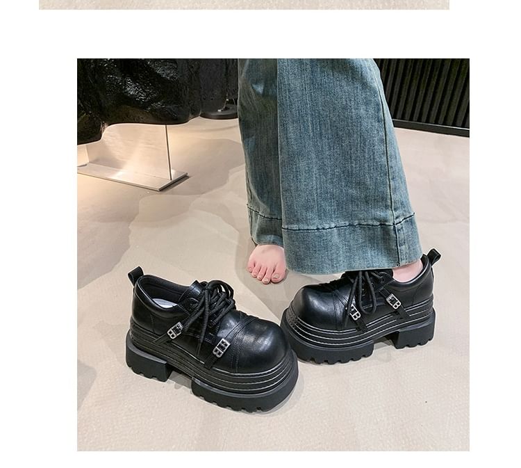 Oxfords Platform Lace Buckled Lettering Up