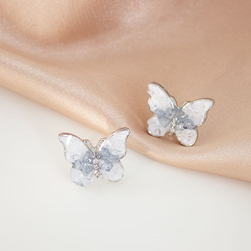 / Rhinestone Stud Butterfly On Earring Clip