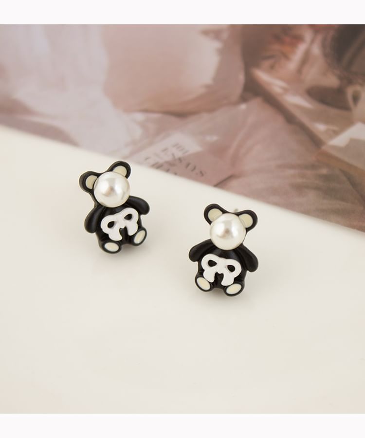 Clip Faux Earring / Bear Pearl Stud On