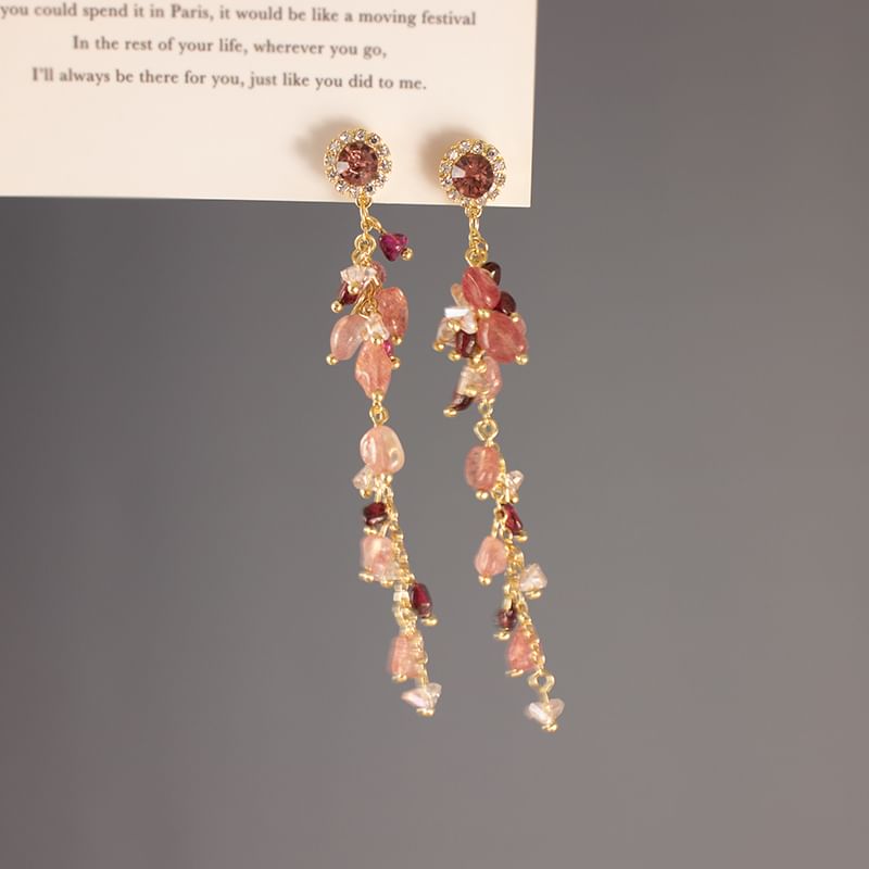 Rhinestone Drop Beaded Clip / Earring On