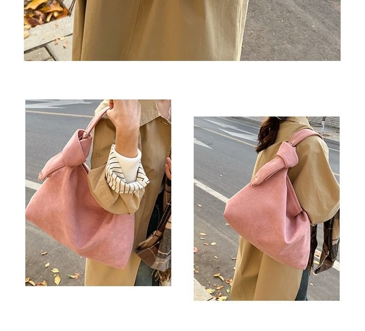 Plain Tote Suede Bag Faux