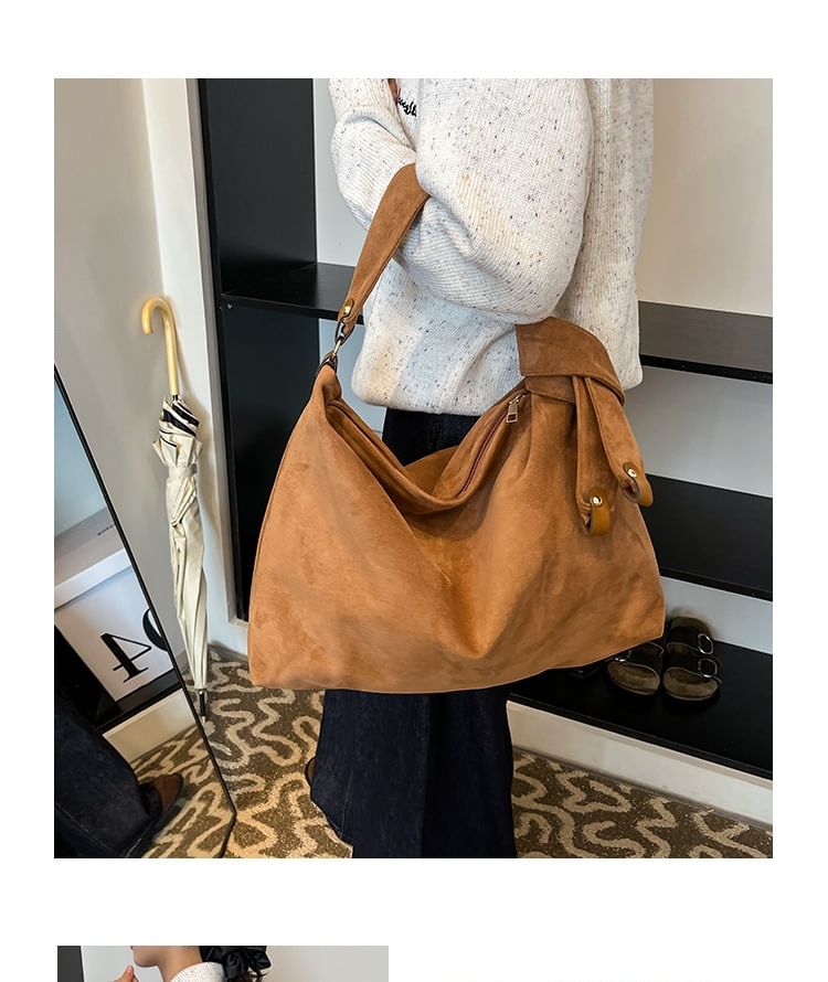 Plain Tote Suede Bag Faux