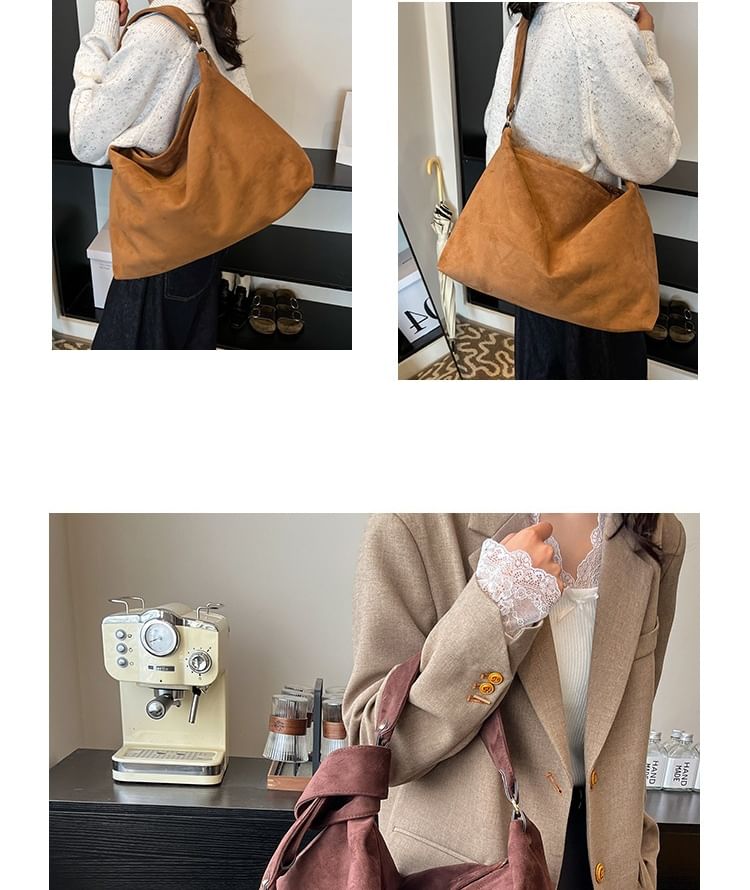 Plain Tote Suede Bag Faux