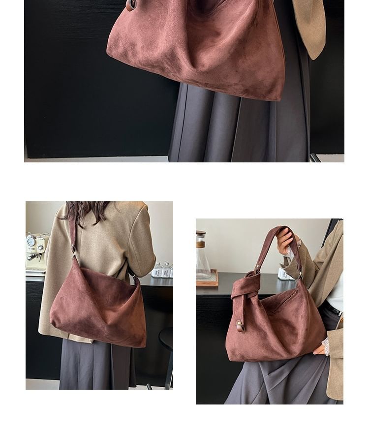 Plain Tote Suede Bag Faux