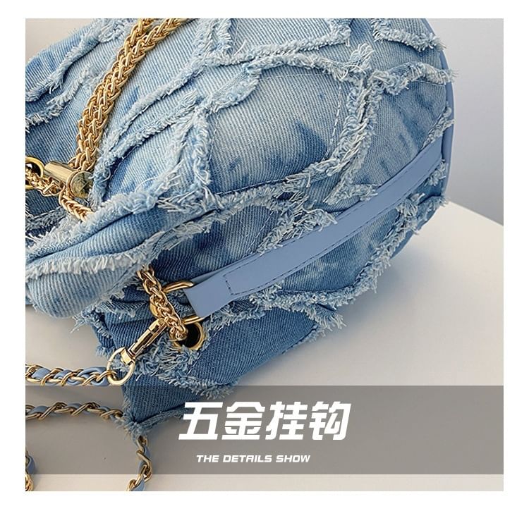 Strap Bucket Bag Chain Drawstring Frayed