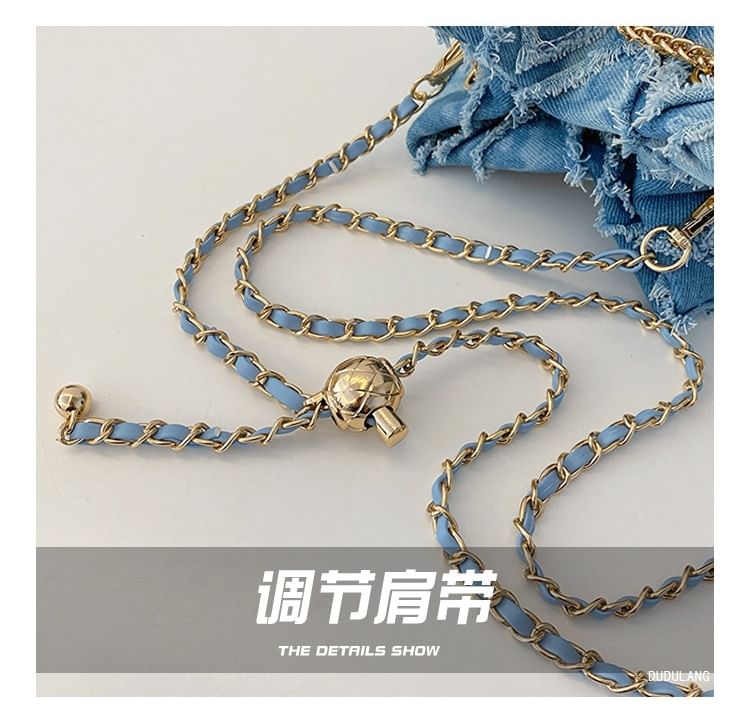Strap Bucket Bag Chain Drawstring Frayed