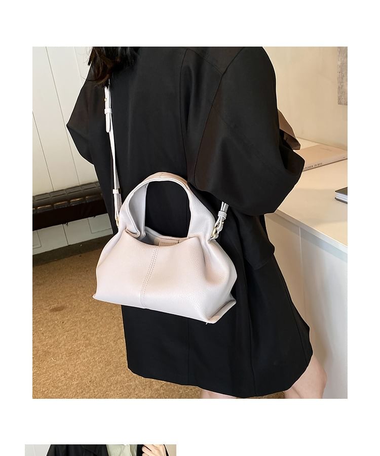 Faux Plain Bag Handle Crossbody Top Leather
