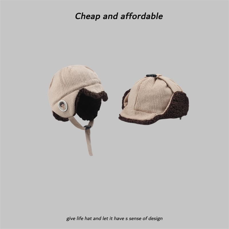 Trapper Embroidered Knit Hat Cartoon
