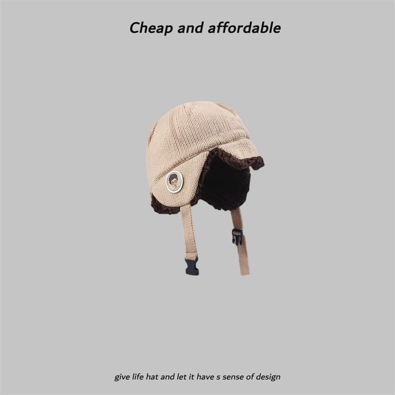 Trapper Embroidered Knit Hat Cartoon