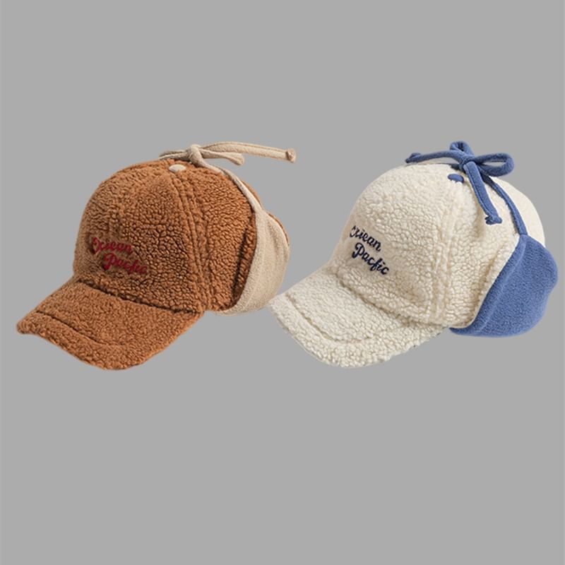 Baseball Lettering Earflap Embroidered Cap