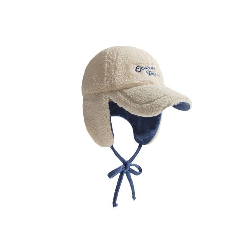 Baseball Lettering Earflap Embroidered Cap