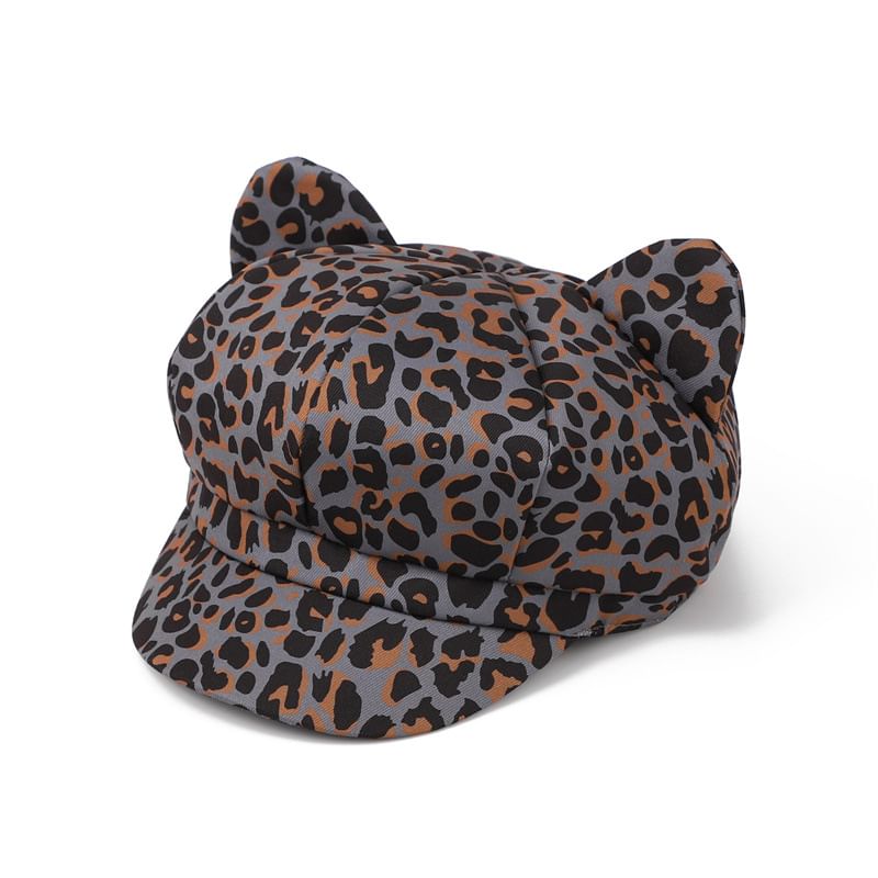 Ear Cap Newsboy Patterned Cat