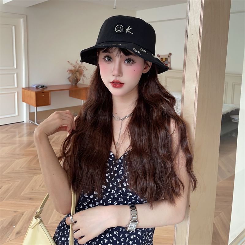 Face Smiley Bucket Hat Embroidered