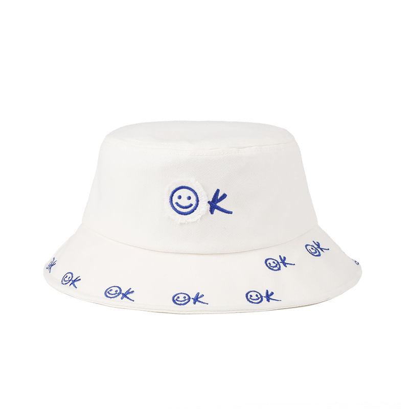 Face Smiley Bucket Hat Embroidered