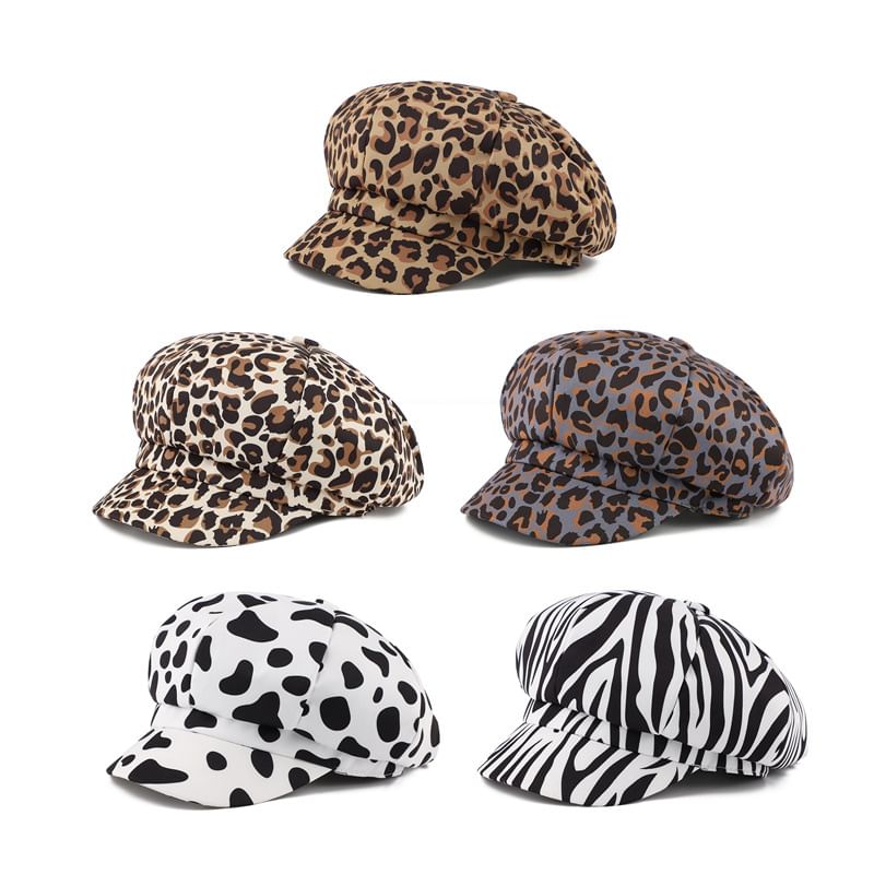 Newsboy Animal Print Cap