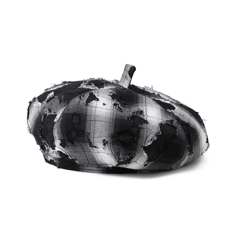 Beret Plaid Distressed