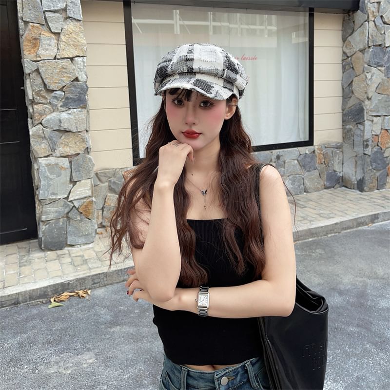 Hat Distressed Bucket Patchwork