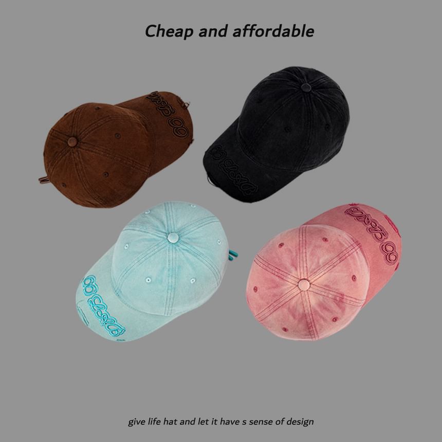 Embroidered Washed Lettering Cap Baseball