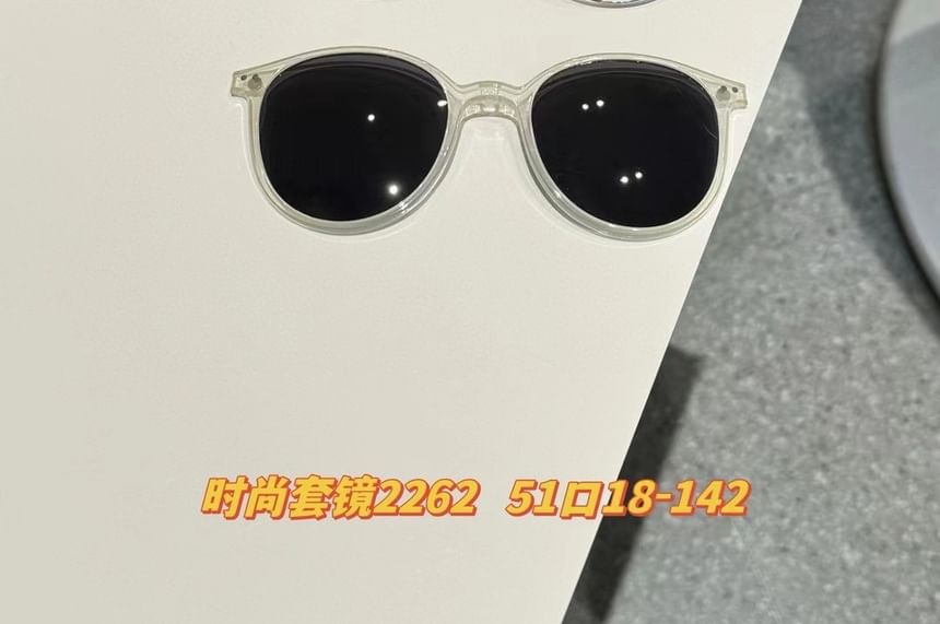 Metal Glasses On With Clip Sunglasses Round