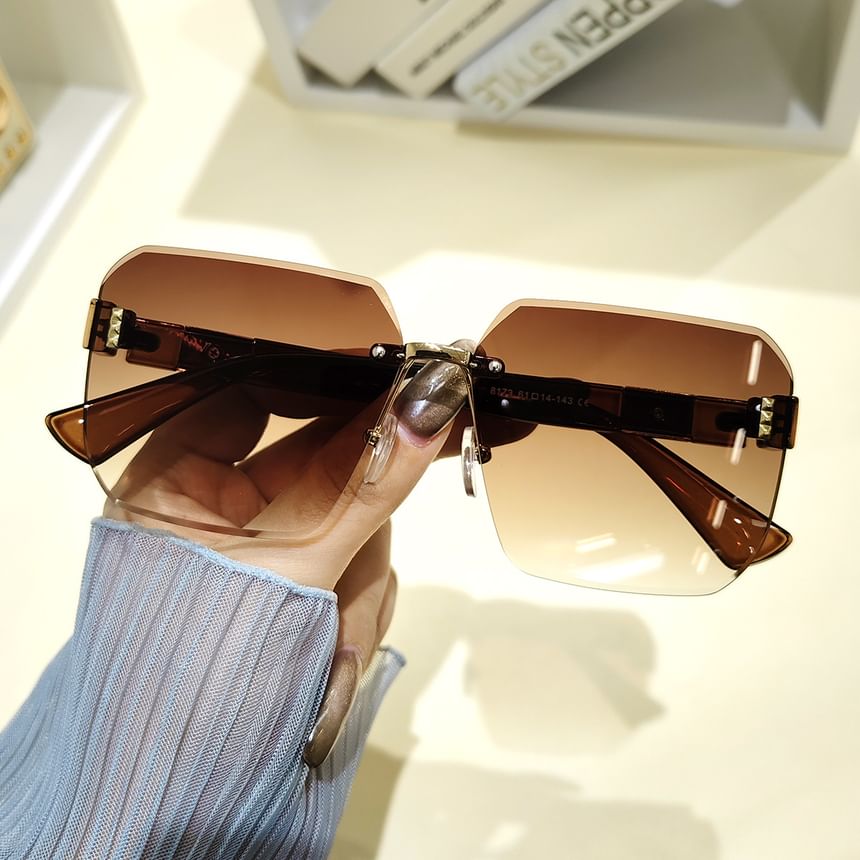 Oversized Rimless Geometric Sunglasses
