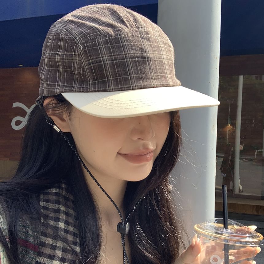 Drawstring Cap Baseball Plaid