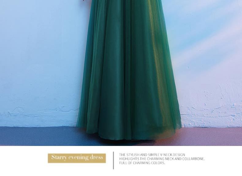 Short-Sleeve Stand Collar Two Tone A-Line Evening Gown