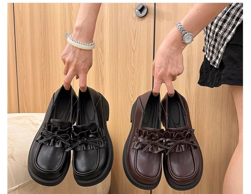 Loafers Plain Ruffle Platform Trim