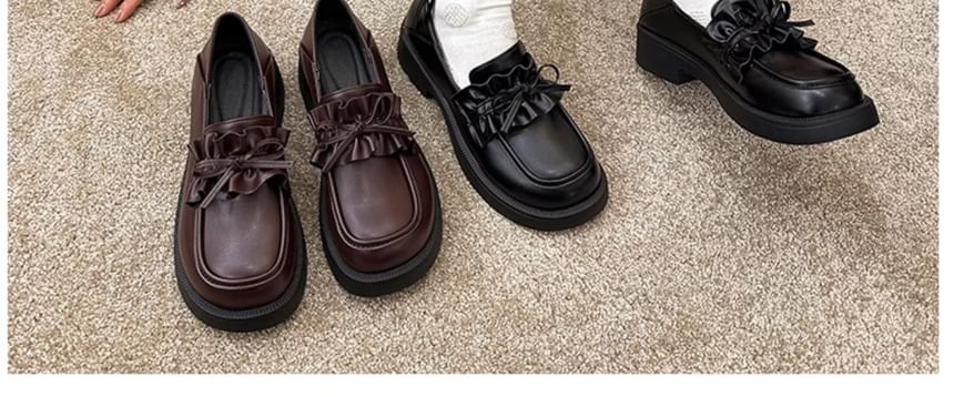 Loafers Plain Ruffle Platform Trim