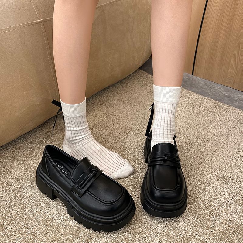 Detail Platform Loafers Knot Plain